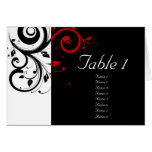 Black + White Reverse Red Swirl Table Cards