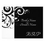 Black +White Reverse Swirl Wedding Matching RSVP Personalized Invite