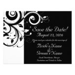 Black +White Reverse Swirl Wedding Save the Date Personalised Invitation