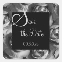 Black & White Rose "Save the Date" Sticker