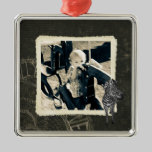 Black & White Rose Zebra Photo Ornament ornaments