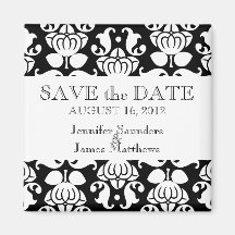 Black White Save the Date Magnet Swirls