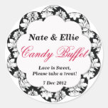 Black & White Scallop Damask Candy Buffet Sticker