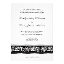 Black & white scroll elegant wedding invitation