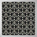 BLACK WHITE SCROLL SWIRL PATTERNS BACKGROUNDS WALL POSTER