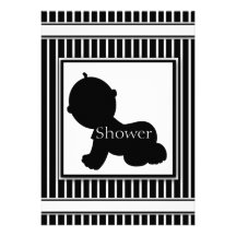 Black & White Silhouette Baby Shower Invitations