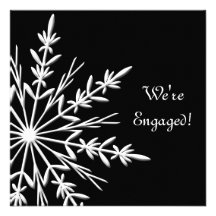 Black & White Snowflake Engagement Party Invite