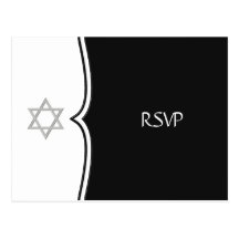 Black White Star of David RSVP Postcard