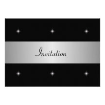 Black & White Stars with Silver Special Event Invites