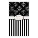 Black & White Striped Baroque Business Card Template