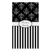 Black & White Striped Baroque Business Card Template