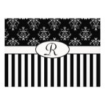 Black & White Striped Baroque Personalized Announcement