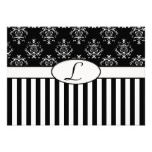 Black & White Striped Baroque Invite