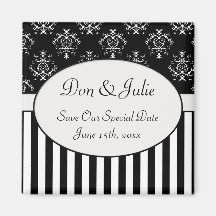 Black & White Striped Baroque Magnet