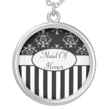Black & White Striped Baroque Party Favour Pendant