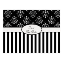 Black & White Striped Baroque Post Card