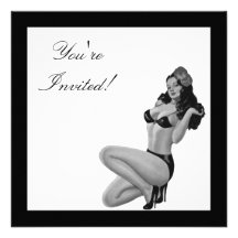 Black & White Style Pin-Up Girl 20 Personalized Invite