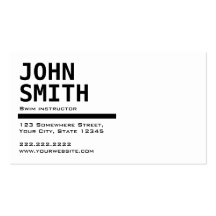 Black & White Swim Instructor Business Card