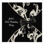 Black White Swirl Womans 40th Birthday Party Personalized Invitations