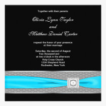 Black White Teal Blue Teal Black Wedding invitations