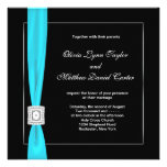 Black White Teal Blue Teal Bow Wedding Personalised Announcements