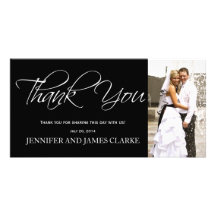 Black White Thank You Photo Cards