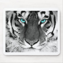 Black White Tiger Mouse Pad