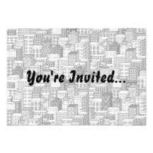 Black & White Vector Cityscape Personalized Invite