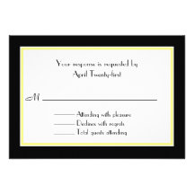 Black, White, & Yellow Wedding RSVP Card Personalized Announcements