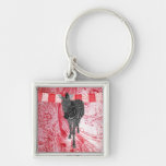Black & White Zeb Red Retro  Keychain