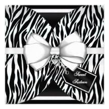 Black White Zebra Invite Ribbon & Jewelled Bow
