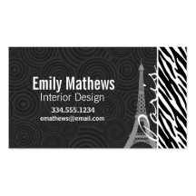 Black & White Zebra; Paris Business Card Templates