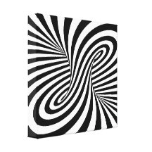 BLACK WHITE ZEBRA SWIRLS PATTERNS OPTICAL ILLUSION STRETCHED CANVAS PRINTS