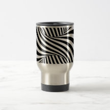 BLACK WHITE ZEBRA SWIRLS PATTERNS OPTICAL ILLUSION COFFEE MUG