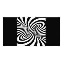 BLACK WHITE ZEBRA SWIRLS PATTERNS OPTICAL ILLUSION PERSONALIZED PHOTO CARD