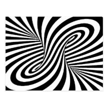 BLACK WHITE ZEBRA SWIRLS PATTERNS OPTICAL ILLUSION POSTCARD