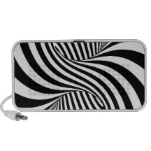 BLACK WHITE ZEBRA SWIRLS PATTERNS OPTICAL ILLUSION PORTABLE SPEAKERS