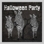 Black & White Zebras Halloween Invitation invitations