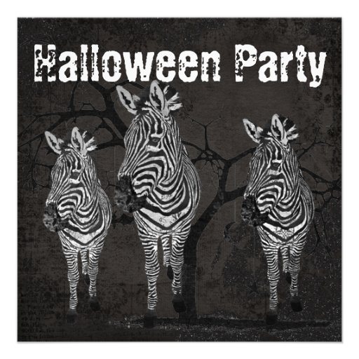 Black & White Zebras Halloween Invitation