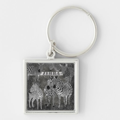 Black & White Zebras Keychain