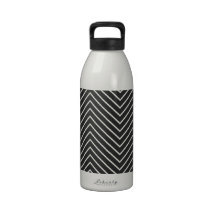 BLACK WHITE ZIGZAG ILLUSIONS ZIG ZAG OPTICAL DIGIT REUSABLE WATER BOTTLE