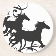 Black Wild Horses Coasters