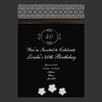Black with Diamonds Elegant Birthday Invitation invitations