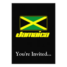 Black with Jamaica Flag Personalized Invites
