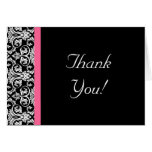 Black with Pink Passion Damask Greeting Card