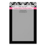 Black with Pink Passion Damask Stationery