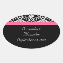 Black with Pink Passion Damask Sticker
