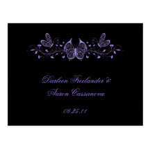 Black with Purple Butterflies Postcards
