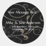 Black with Scrollwork Background Address Labels Stickers
