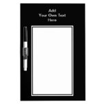 Black with White Area and Custom Text. dry erase boards